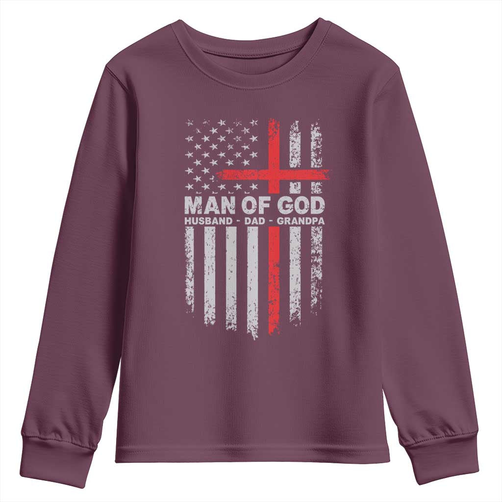 Man of God Husband Dad Protector Youth Sweatshirt Christian Dad Fathers Day