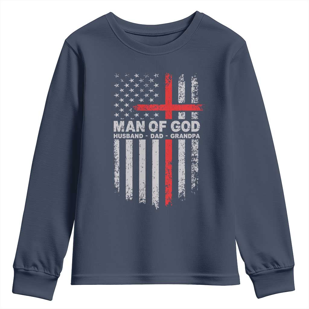 Man of God Husband Dad Protector Youth Sweatshirt Christian Dad Fathers Day