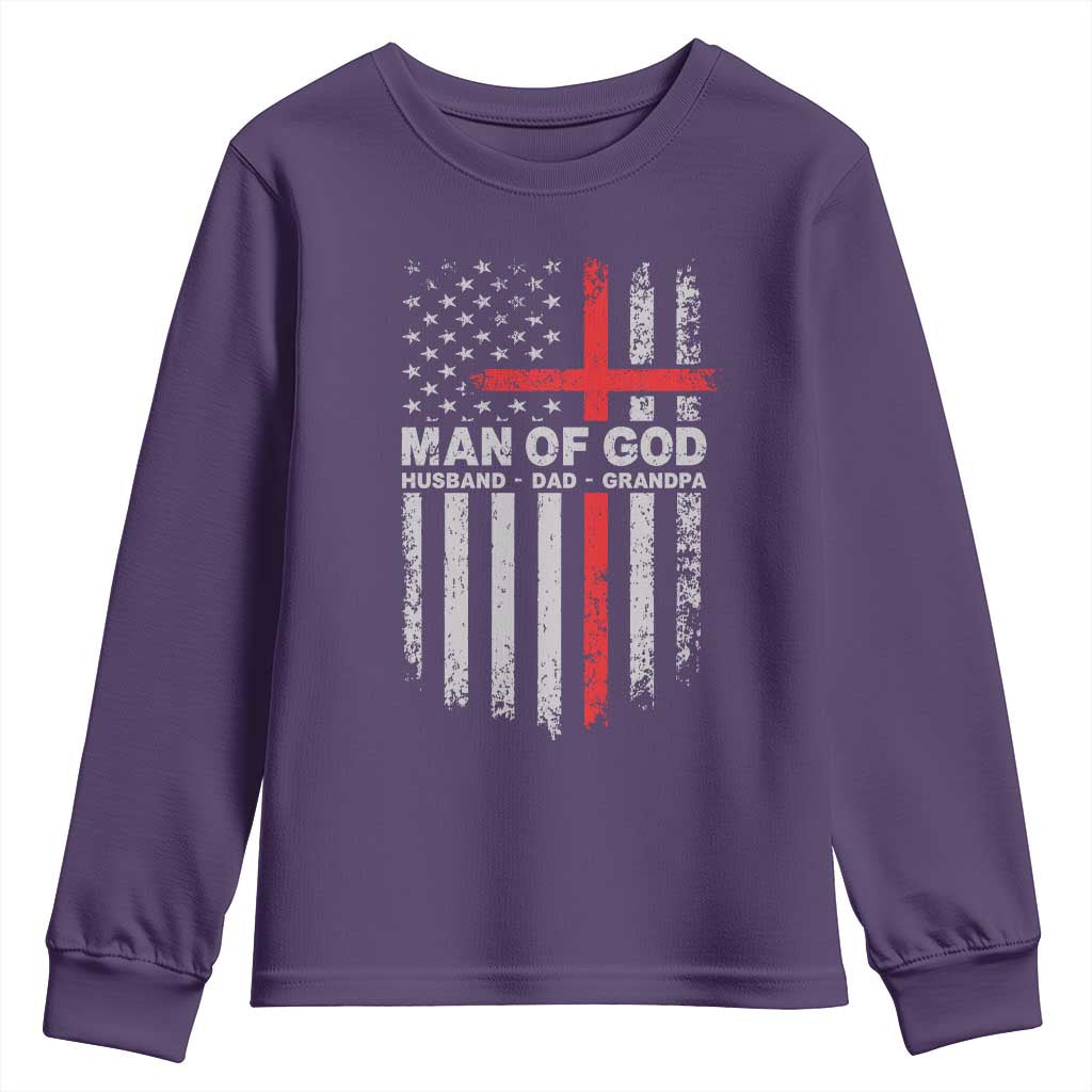 Man of God Husband Dad Protector Youth Sweatshirt Christian Dad Fathers Day