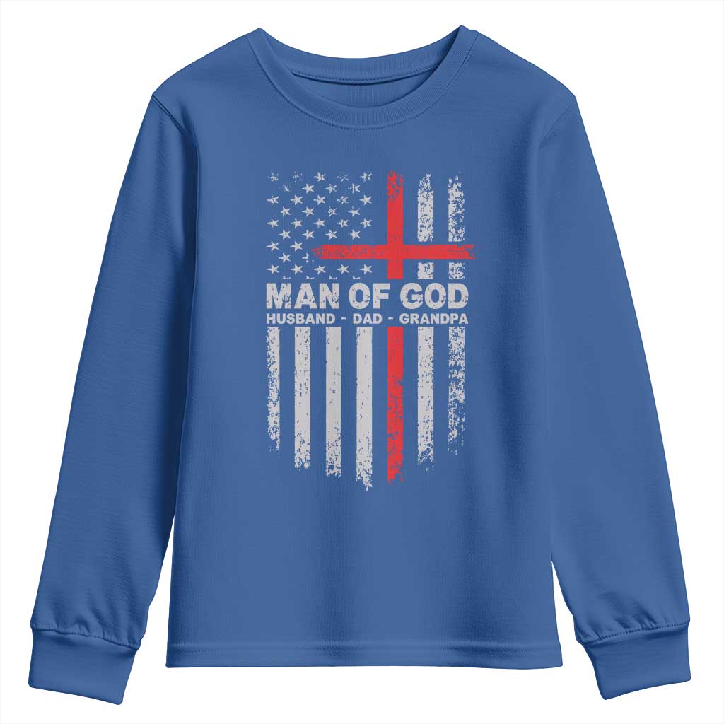 Man of God Husband Dad Protector Youth Sweatshirt Christian Dad Fathers Day