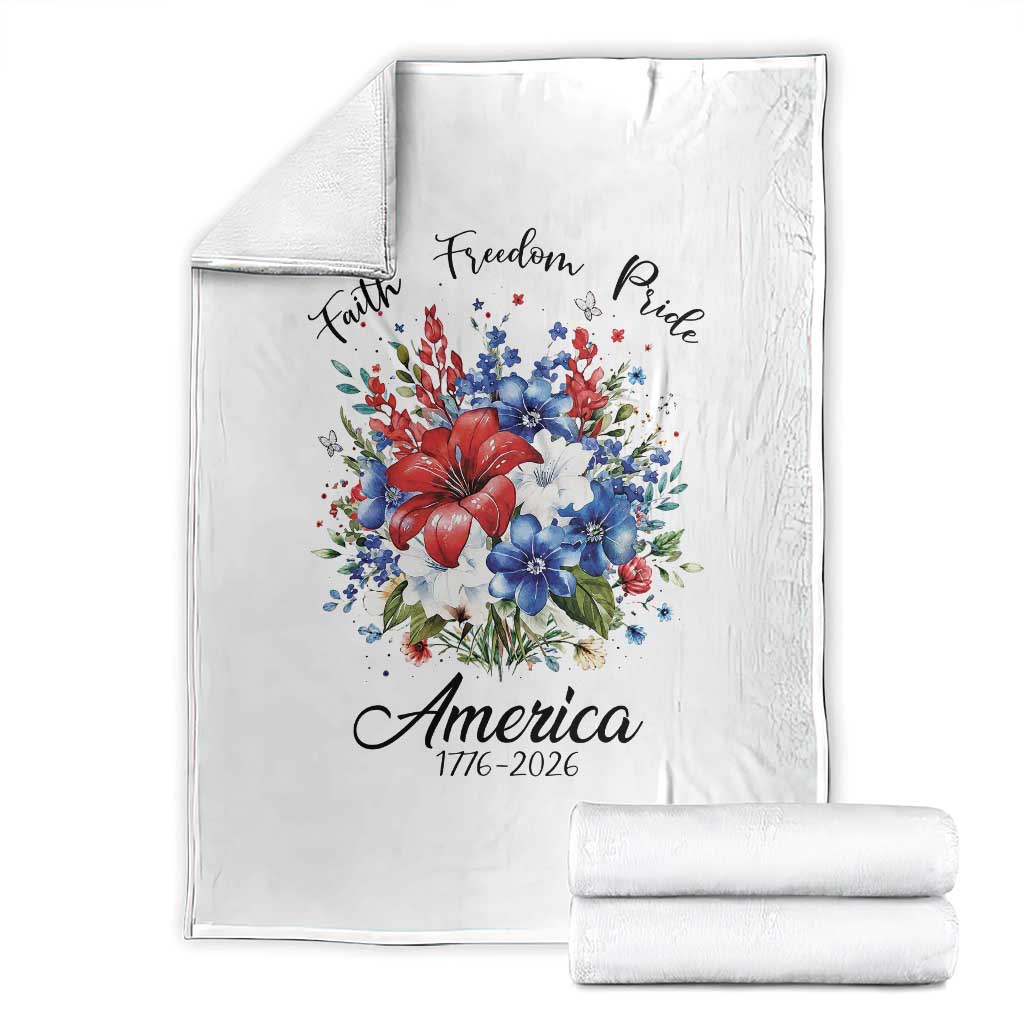 Floral 250th Anniversary Throw Blanket Faith Freedom Pride 4th of July 1776 2026