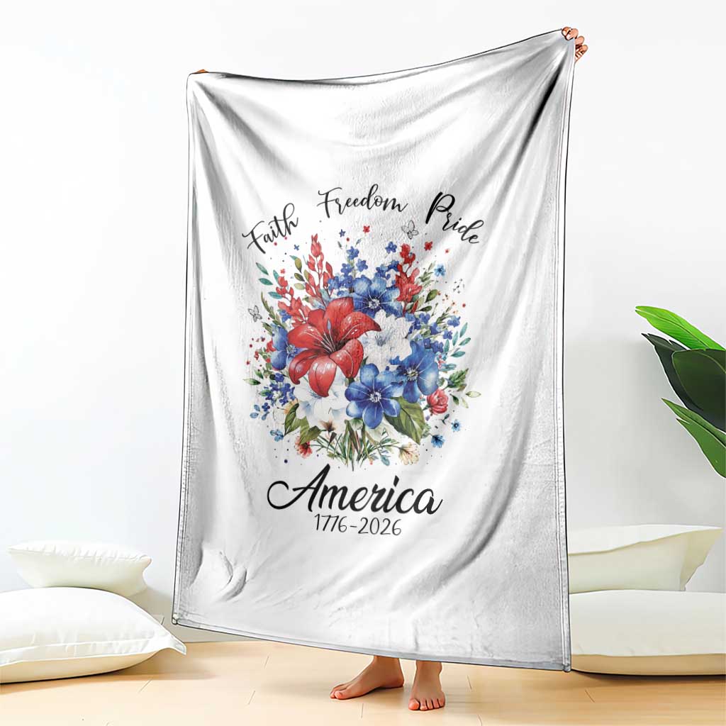 Floral 250th Anniversary Throw Blanket Faith Freedom Pride 4th of July 1776 2026