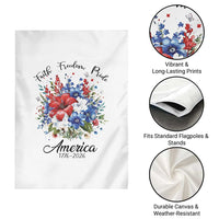 Floral 250th Anniversary Garden Flag Faith Freedom Pride 4th of July 1776 2026