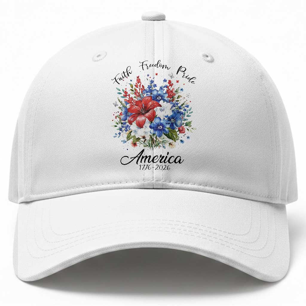 Floral 250th Anniversary Baseball Cap Faith Freedom Pride 4th of July 1776 2026