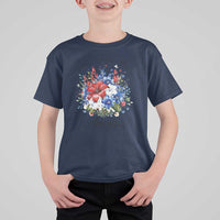 Floral 250th Anniversary T Shirt For Kid Faith Freedom Pride 4th of July 1776 2026