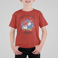 Floral 250th Anniversary T Shirt For Kid Faith Freedom Pride 4th of July 1776 2026