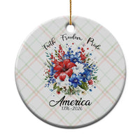 Floral 250th Anniversary Ceramic Ornament Faith Freedom Pride 4th of July 1776 2026