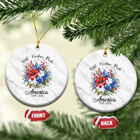 Floral 250th Anniversary Ceramic Ornament Faith Freedom Pride 4th of July 1776 2026