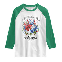Floral 250th Anniversary Raglan Shirt Faith Freedom Pride 4th of July 1776 2026