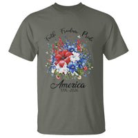 Floral 250th Anniversary T Shirt Faith Freedom Pride 4th of July 1776 2026
