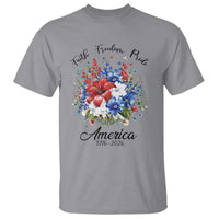 Floral 250th Anniversary T Shirt Faith Freedom Pride 4th of July 1776 2026