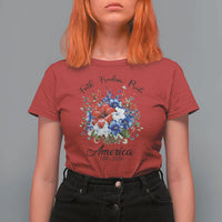 Floral 250th Anniversary T Shirt For Women Faith Freedom Pride 4th of July 1776 2026