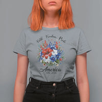 Floral 250th Anniversary T Shirt For Women Faith Freedom Pride 4th of July 1776 2026
