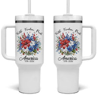 Floral 250th Anniversary Tumbler With Handle Faith Freedom Pride 4th of July 1776 2026
