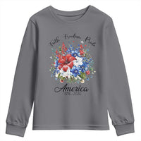 Floral 250th Anniversary Youth Sweatshirt Faith Freedom Pride 4th of July 1776 2026