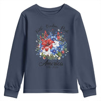 Floral 250th Anniversary Youth Sweatshirt Faith Freedom Pride 4th of July 1776 2026