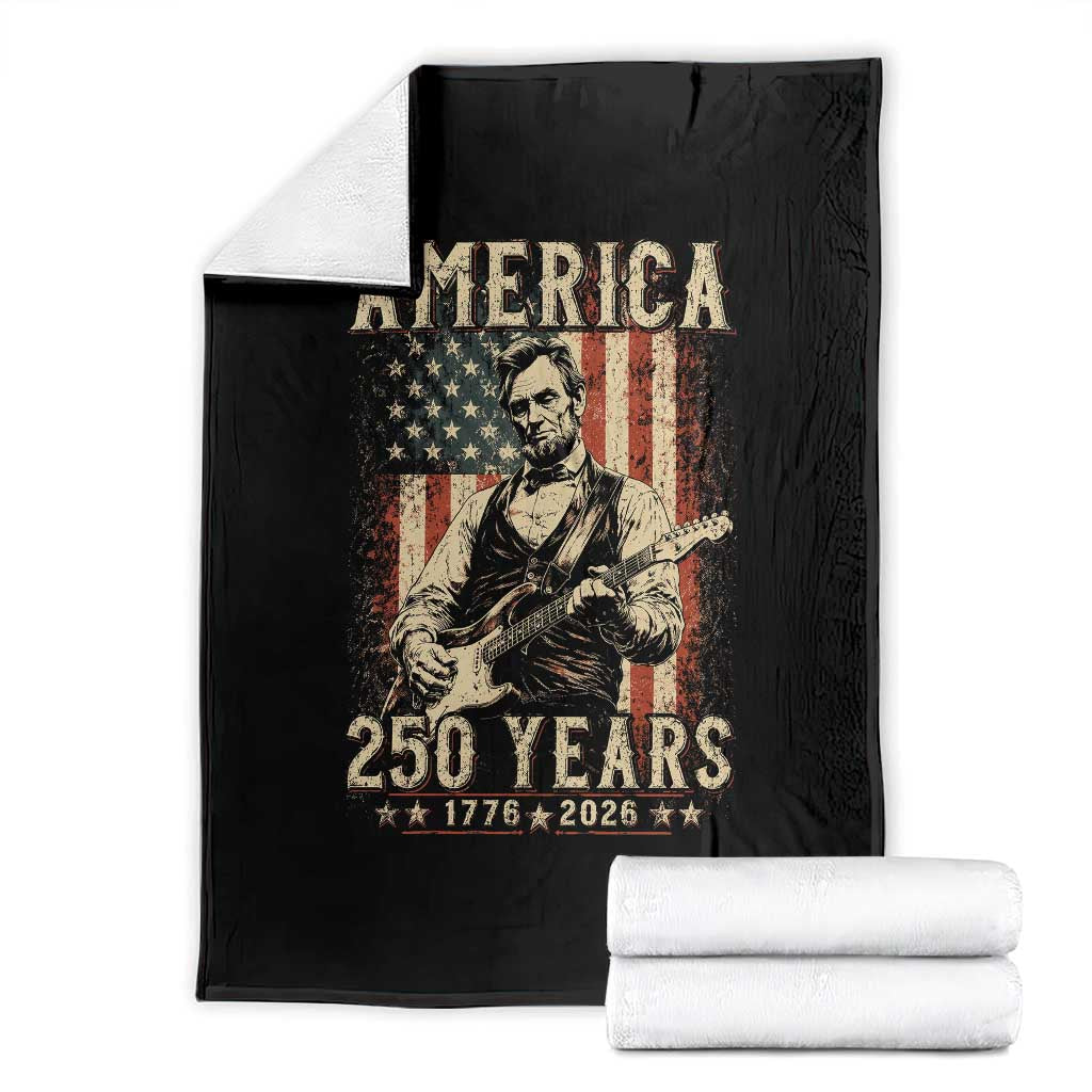 Abraham Lincoln Playing Guitar 4th July US 250th Anniversary Throw Blanket