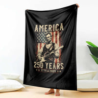 Abraham Lincoln Playing Guitar 4th July US 250th Anniversary Throw Blanket