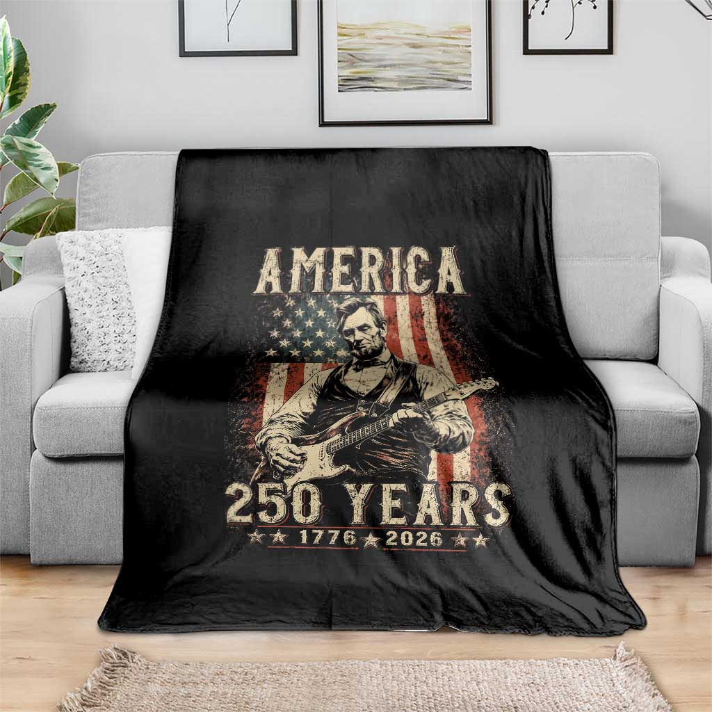 Abraham Lincoln Playing Guitar 4th July US 250th Anniversary Throw Blanket