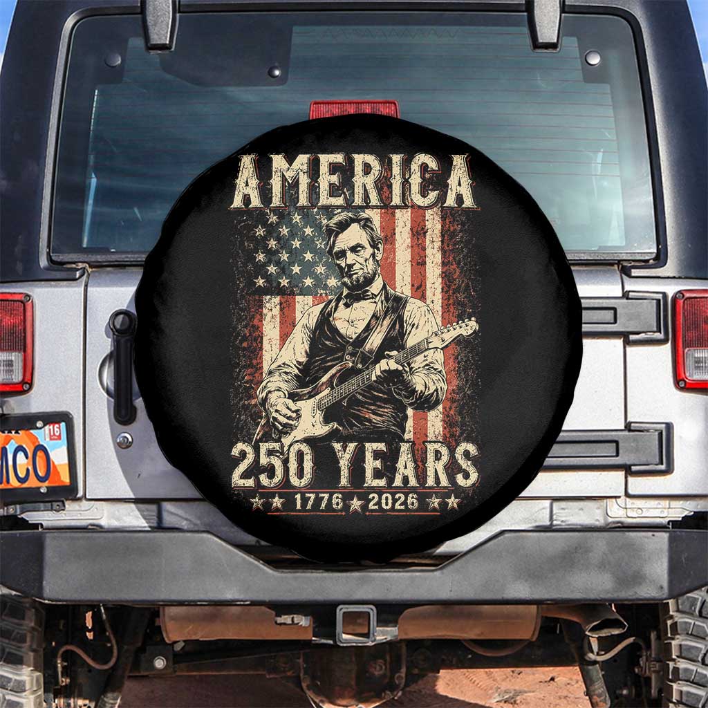 Abraham Lincoln Playing Guitar 4th July US 250th Anniversary Spare Tire Cover