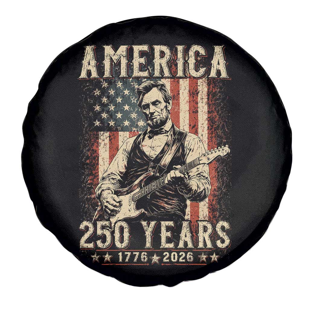 Abraham Lincoln Playing Guitar 4th July US 250th Anniversary Spare Tire Cover