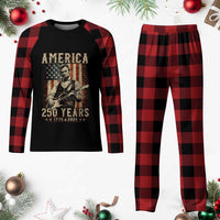 Abraham Lincoln Playing Guitar 4th July US 250th Anniversary Plaid Pajama Set