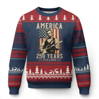 Abraham Lincoln Playing Guitar 4th July US 250th Anniversary Ugly Christmas Sweater