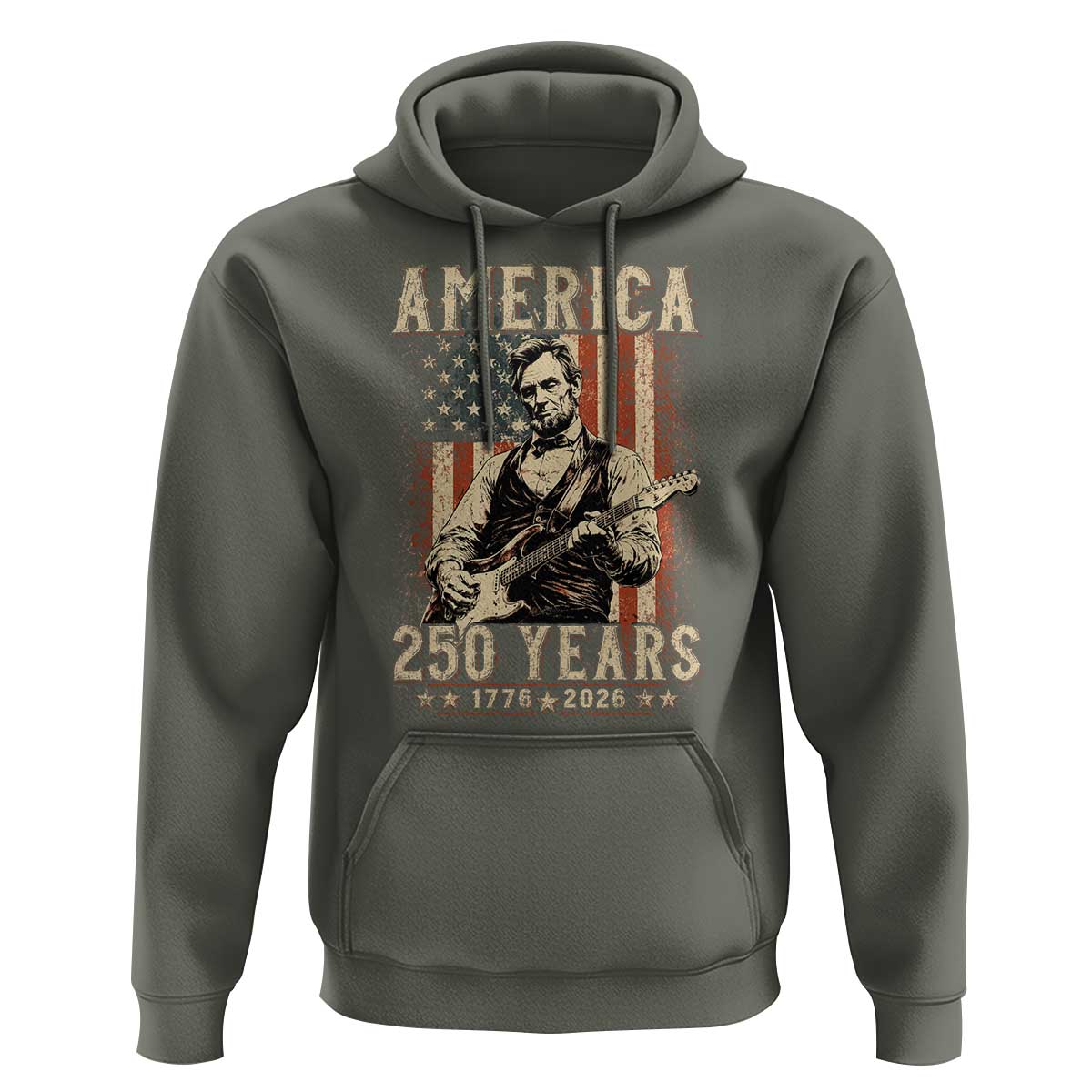 Abraham Lincoln Playing Guitar 4th July US 250th Anniversary Hoodie