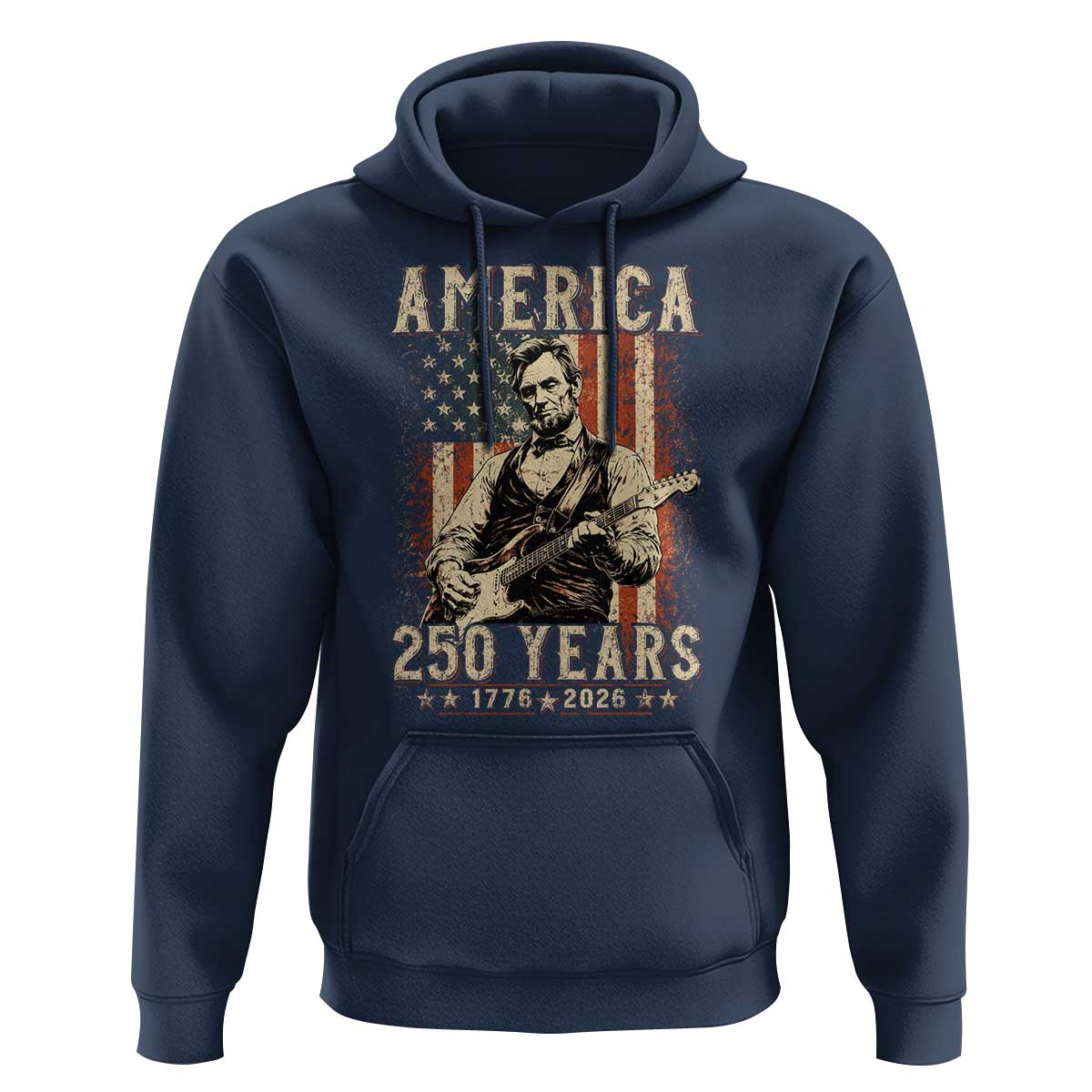 Abraham Lincoln Playing Guitar 4th July US 250th Anniversary Hoodie