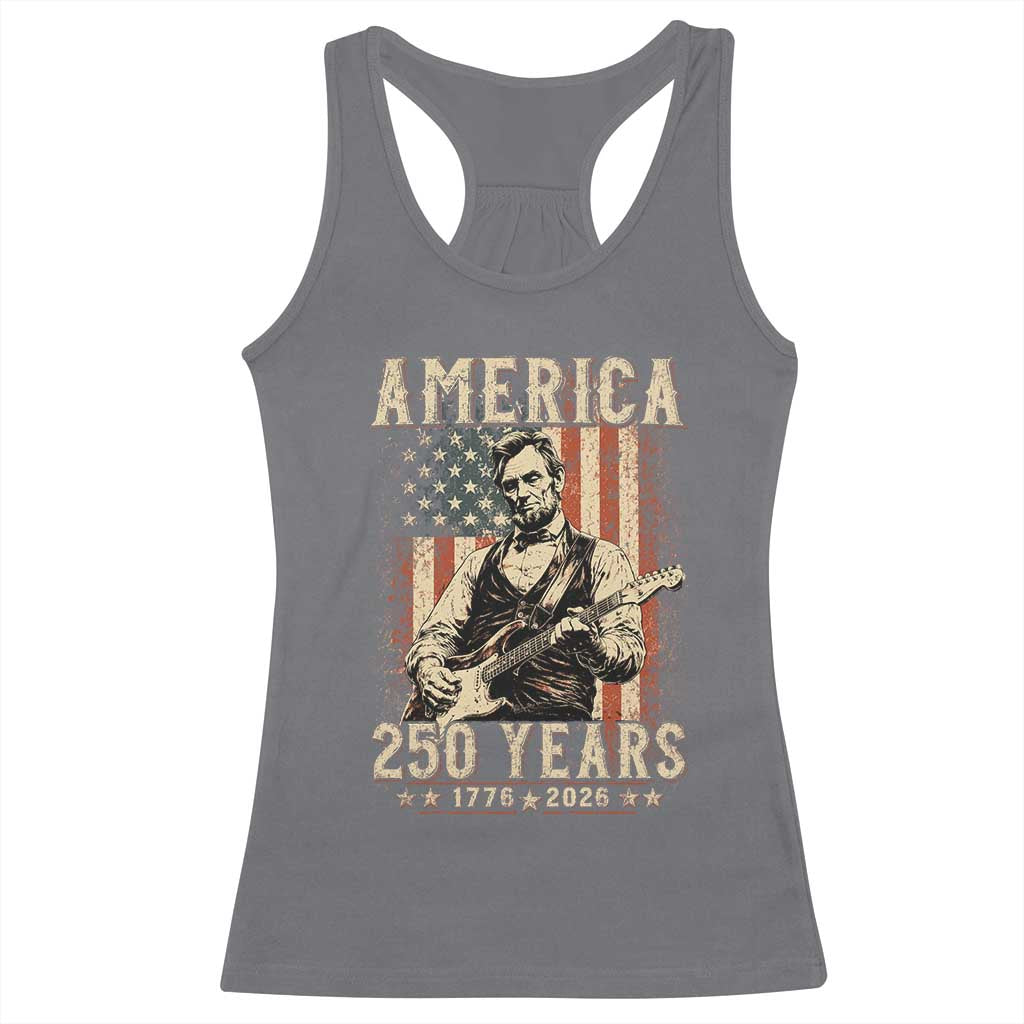 Abraham Lincoln Playing Guitar 4th July US 250th Anniversary Racerback Tank Top