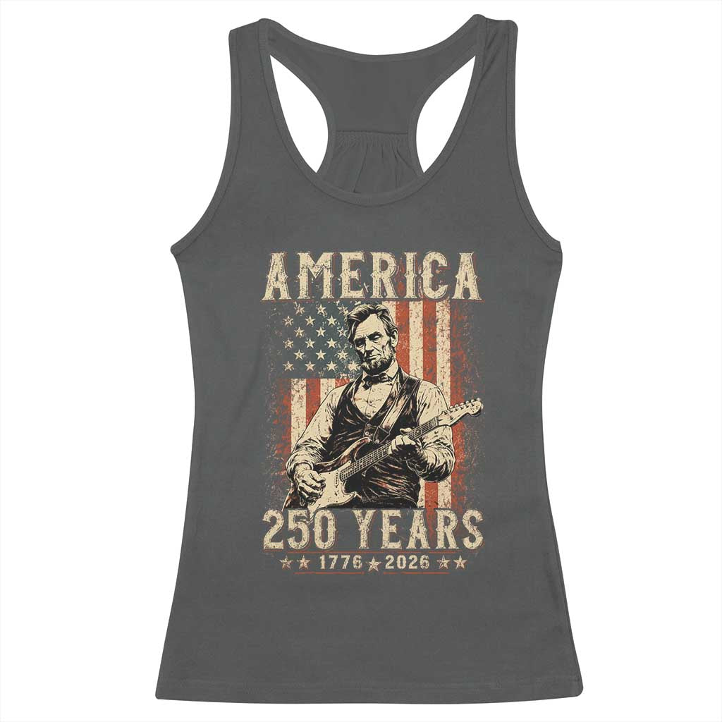 Abraham Lincoln Playing Guitar 4th July US 250th Anniversary Racerback Tank Top