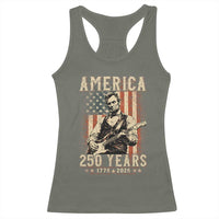 Abraham Lincoln Playing Guitar 4th July US 250th Anniversary Racerback Tank Top