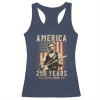 Abraham Lincoln Playing Guitar 4th July US 250th Anniversary Racerback Tank Top