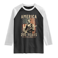 Abraham Lincoln Playing Guitar 4th July US 250th Anniversary Raglan Shirt