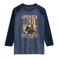 Abraham Lincoln Playing Guitar 4th July US 250th Anniversary Raglan Shirt