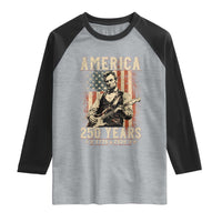 Abraham Lincoln Playing Guitar 4th July US 250th Anniversary Raglan Shirt