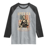 Abraham Lincoln Playing Guitar 4th July US 250th Anniversary Raglan Shirt
