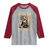 Abraham Lincoln Playing Guitar 4th July US 250th Anniversary Raglan Shirt