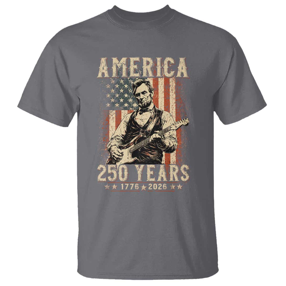 Abraham Lincoln Playing Guitar 4th July US 250th Anniversary T Shirt