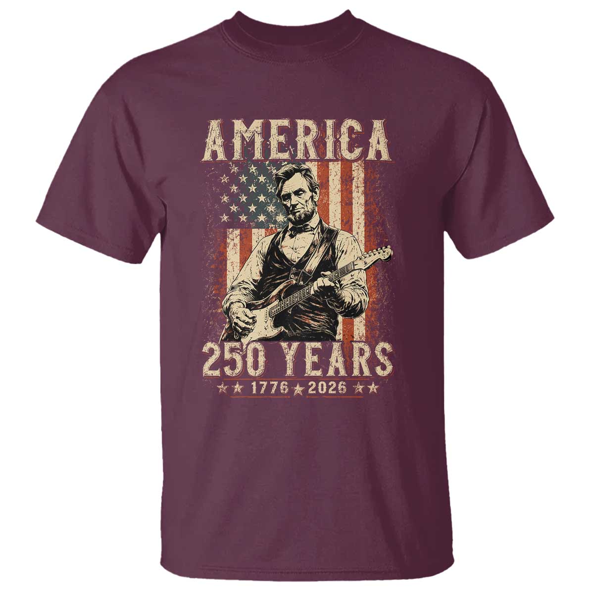 Abraham Lincoln Playing Guitar 4th July US 250th Anniversary T Shirt
