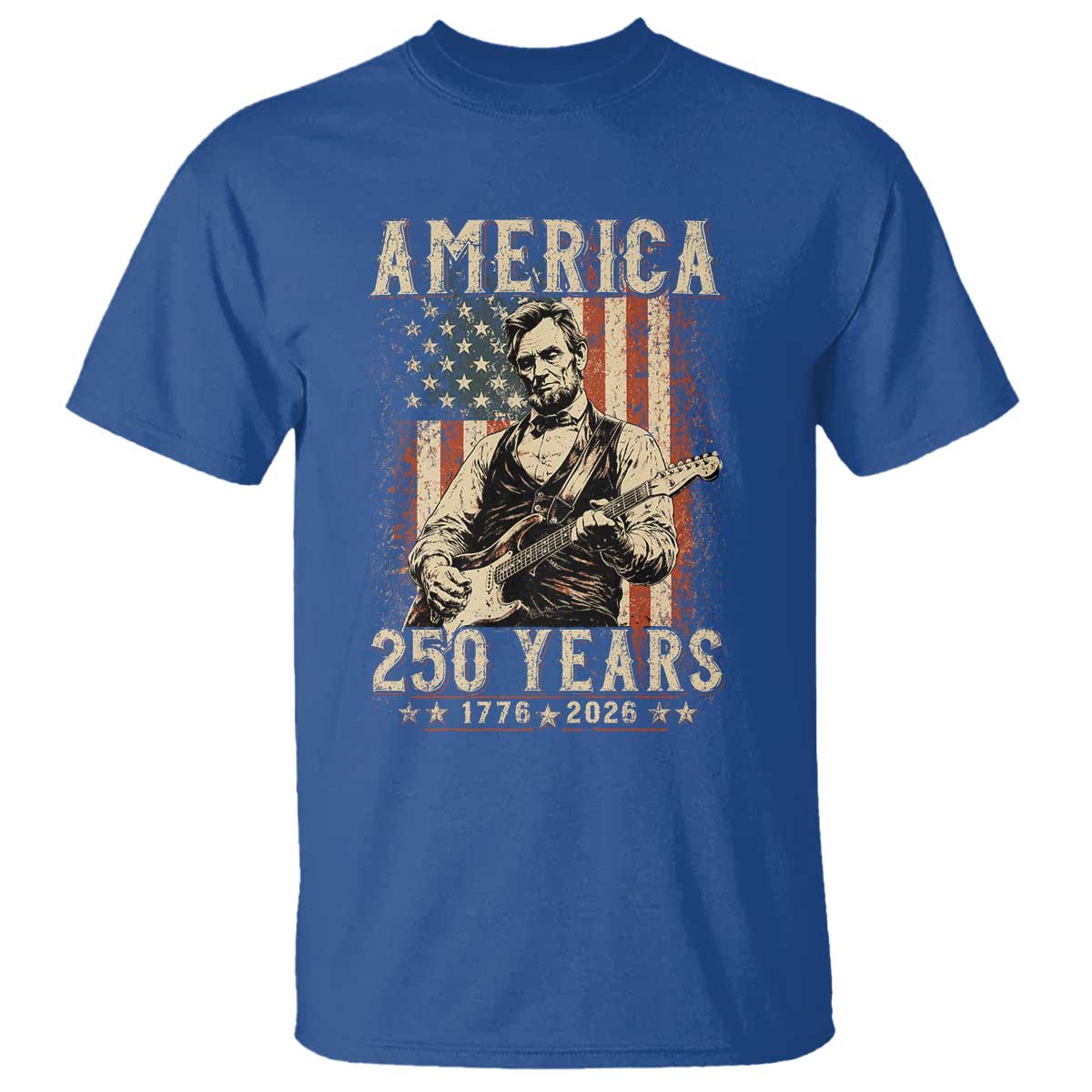 Abraham Lincoln Playing Guitar 4th July US 250th Anniversary T Shirt