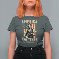 Abraham Lincoln Playing Guitar 4th July US 250th Anniversary T Shirt For Women