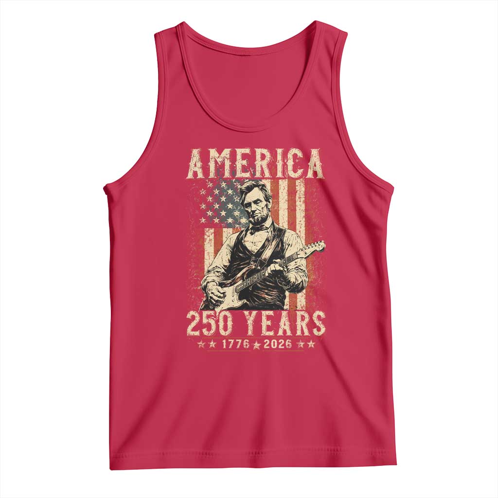 Abraham Lincoln Playing Guitar 4th July US 250th Anniversary Tank Top