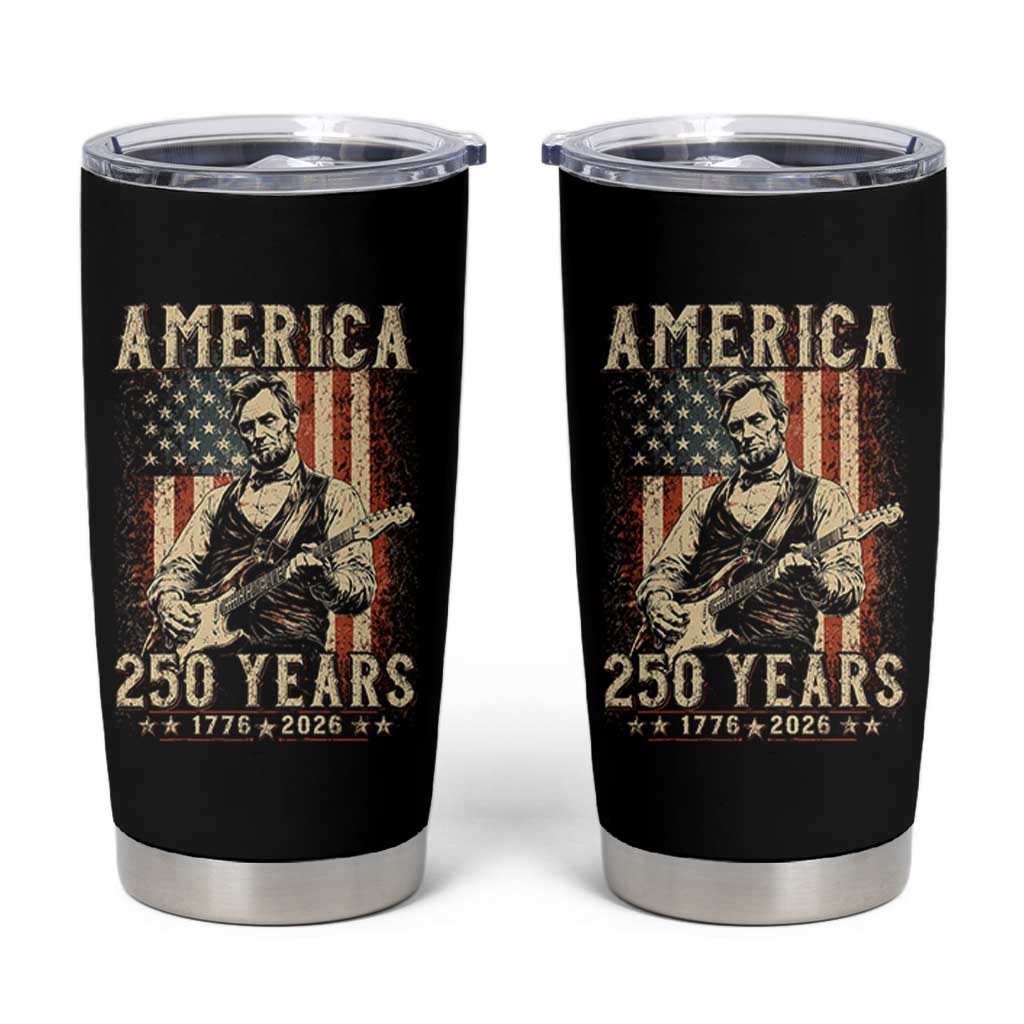 Abraham Lincoln Playing Guitar 4th July US 250th Anniversary Tumbler Cup