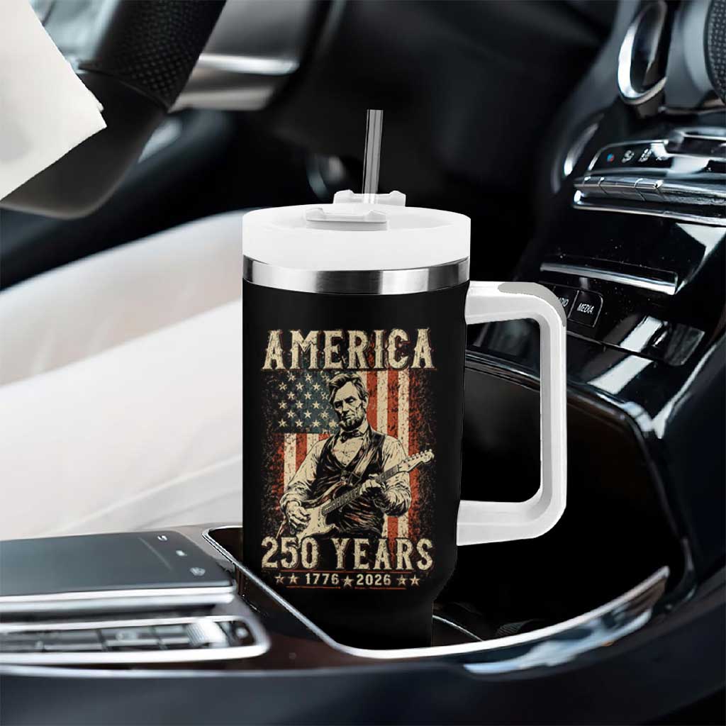 Abraham Lincoln Playing Guitar 4th July US 250th Anniversary Tumbler With Handle