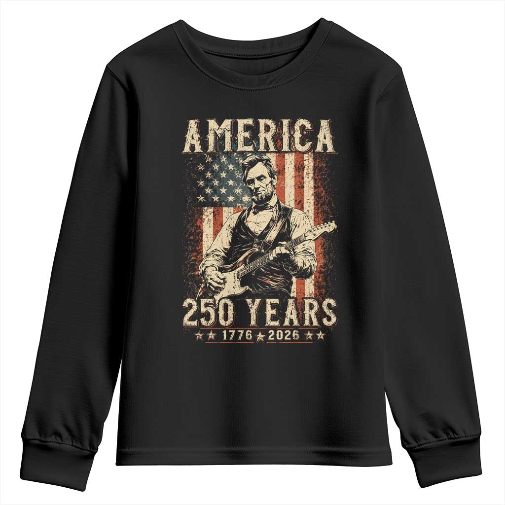 Abraham Lincoln Playing Guitar 4th July US 250th Anniversary Youth Sweatshirt