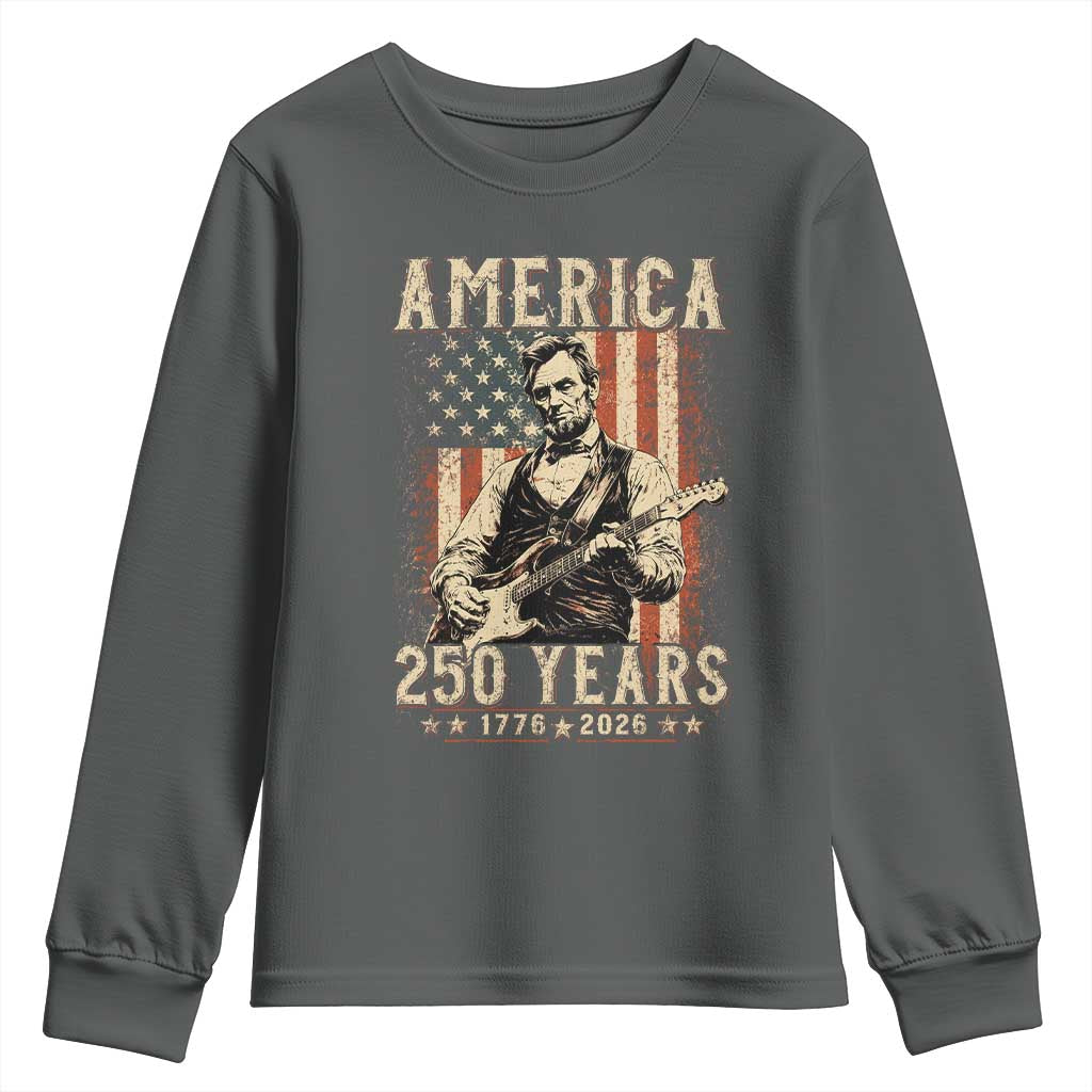 Abraham Lincoln Playing Guitar 4th July US 250th Anniversary Youth Sweatshirt