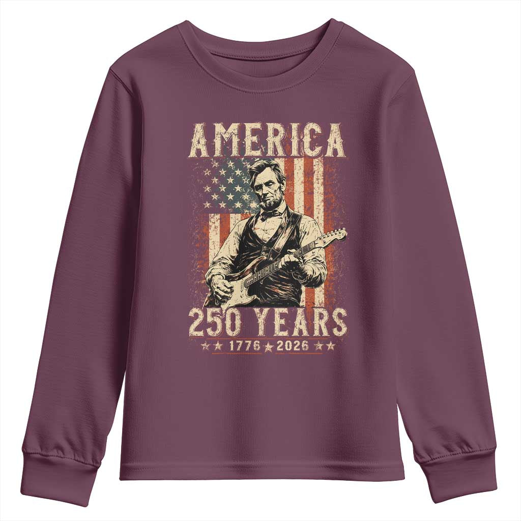 Abraham Lincoln Playing Guitar 4th July US 250th Anniversary Youth Sweatshirt