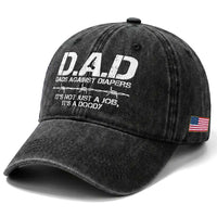 Dads Against Diapers It's Not Just A Job It's A Doody Washed Cotton Baseball Cap Funny Gun New Dad