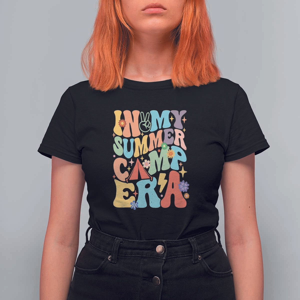 In My Summer Camp Era T Shirt For Women Camper Retro Groovy Summer Vacation - Wonder Print Shop